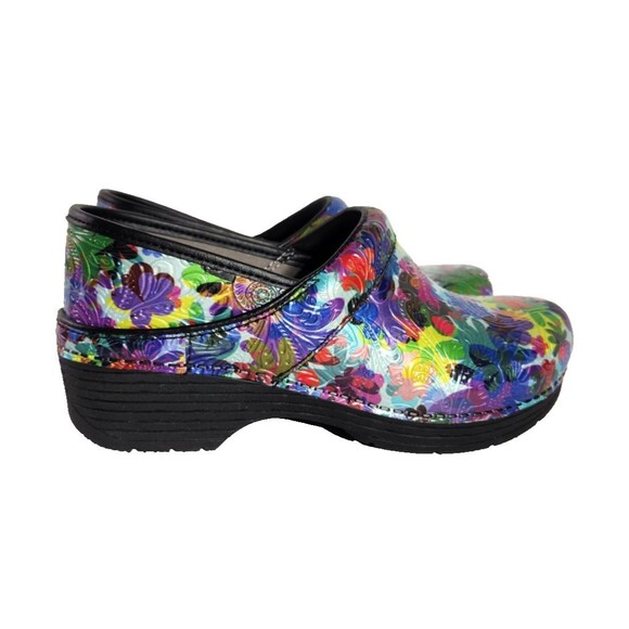 Dansko Shoes - Dansko LT Pro Clog Retro Flower Tooled Leather Multicolor Womens EU 38 US 7.5-8